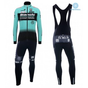 Tenue Cycliste Manches Longues et Collant à Bretelles 2018 Bianchi Countervail Hiver Thermal Fleece N001
